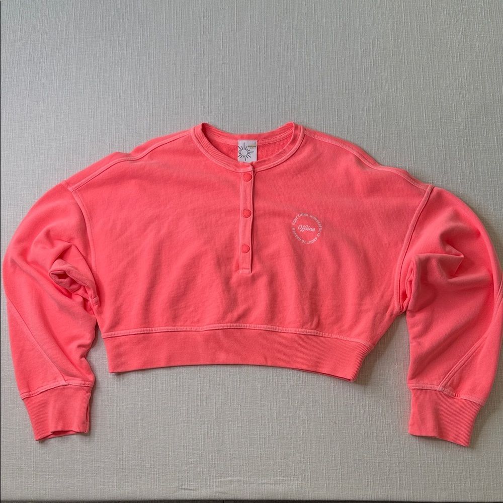 Aerie Vibrant Coral Cropped Sweatshirt